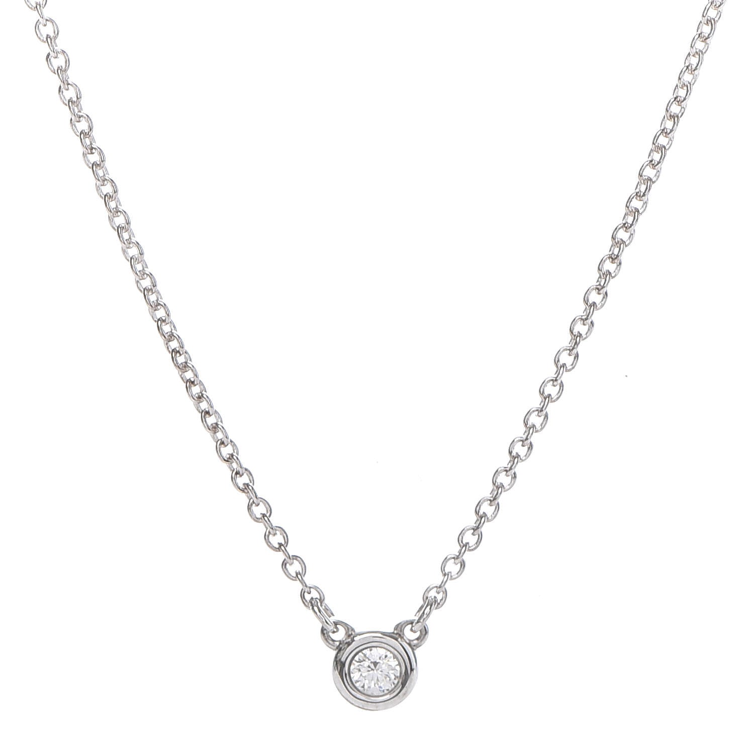 Tiffany Sterling Silver Diamond .05ct Elsa Peretti Diamonds by the Yard Pendant Necklace 4 of 6