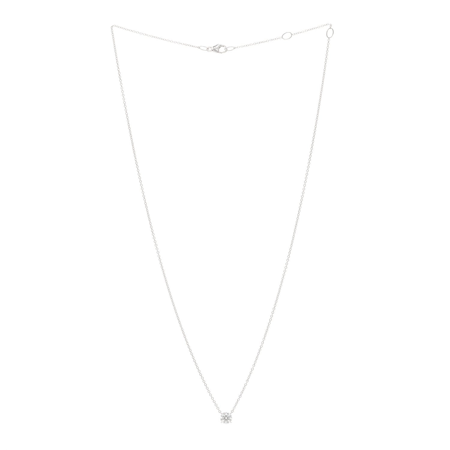 David Yurman 18K White Gold Diamond .52ct Solitaire Diamond Necklace 3 of 5