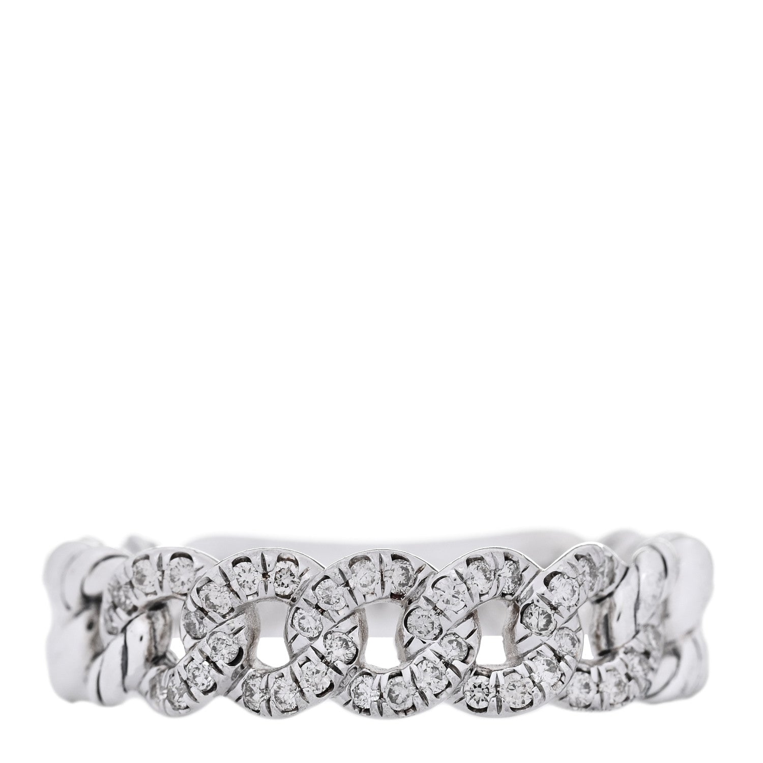 David Yurman Sterling Silver Diamond Narrow Belmont Curb Link Ring 54 7 1 of 4