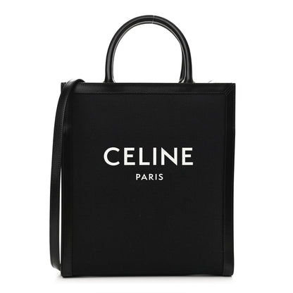 Celine Canvas Calfskin Small Vertical Cabas Black 1 of 12