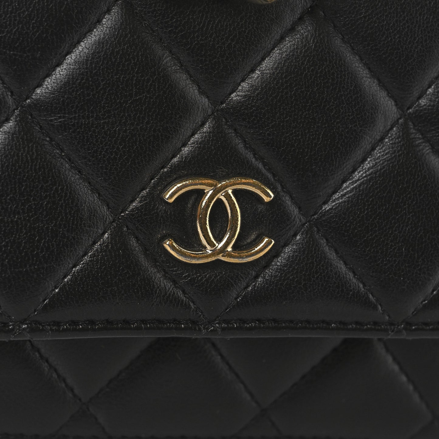 Lambskin Quilted Coco Charms Wallet On Chain Black