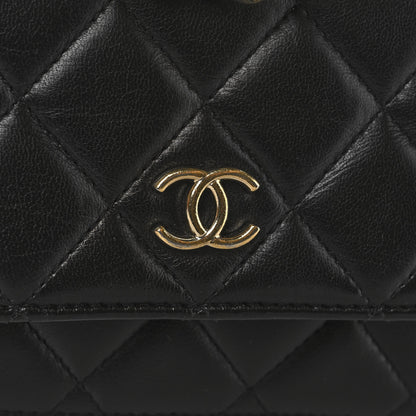 Chanel Lambskin Quilted Coco Charms Wallet On Chain Black 13 of 13