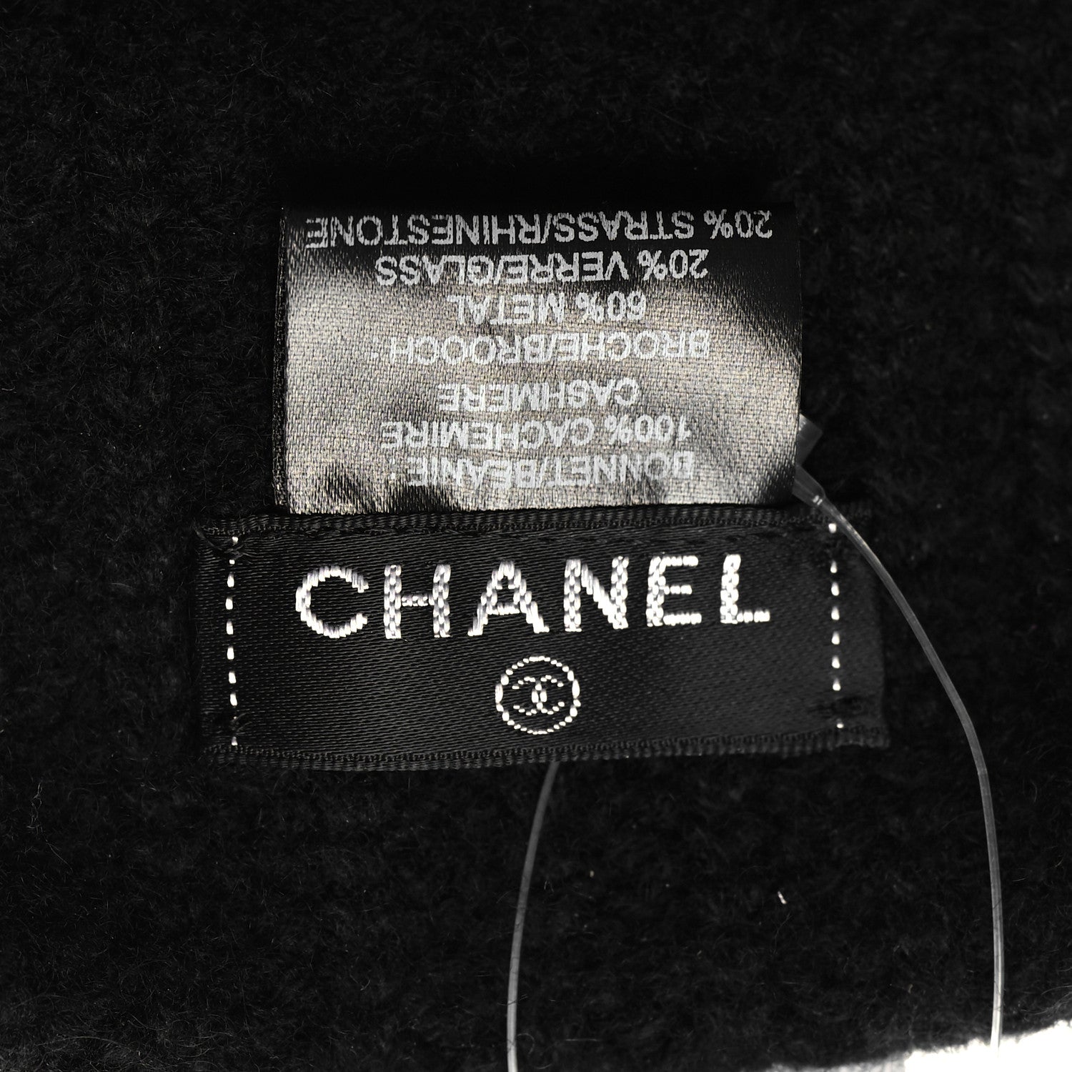 Chanel Cashmere CC Brooch Beanie Hat Black Ruthenium 5 of 5
