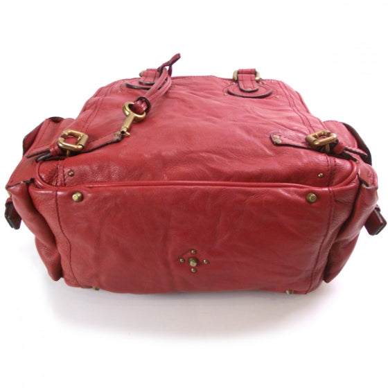Leather Paddington Tote Red