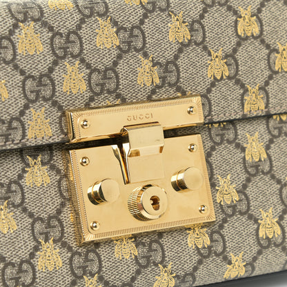 Gucci GG Supreme Monogram Bees Small Padlock Shoulder Bag Black 13 of 16