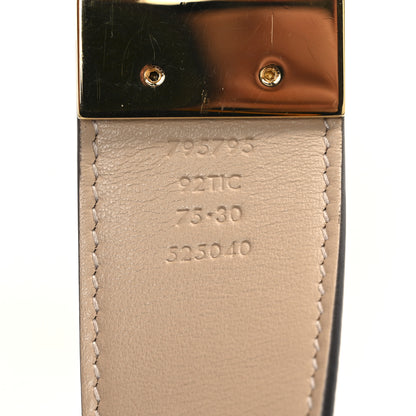 Gucci GG Supreme Monogram Plutone Calfskin Double G Reversible 37mm Belt  75 30 Beige Ebony Souffle Rose 6 of 6