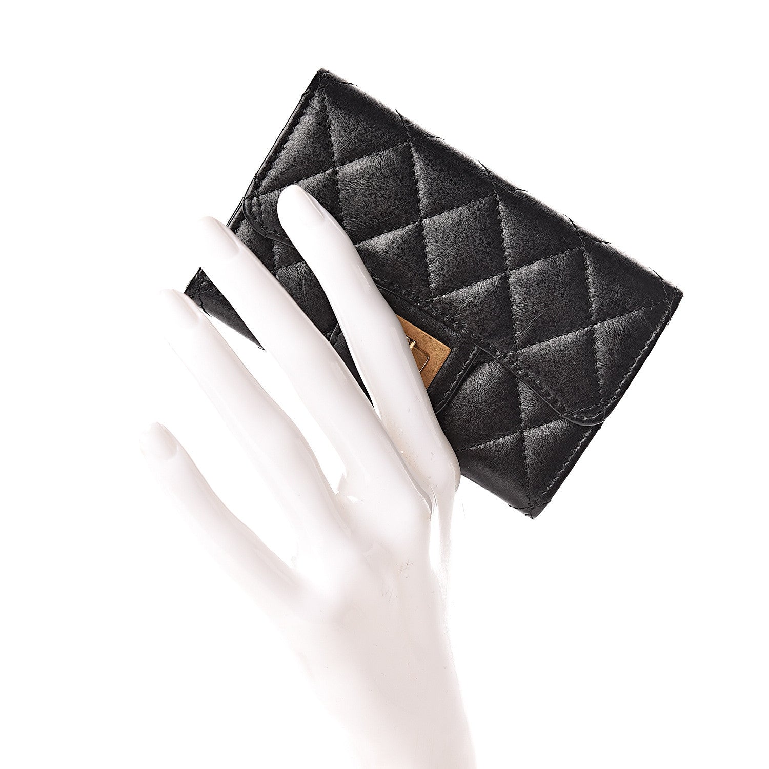 Chanel Aged Calfskin Quilted Reissue Flap Card Holder Black 2 of 8