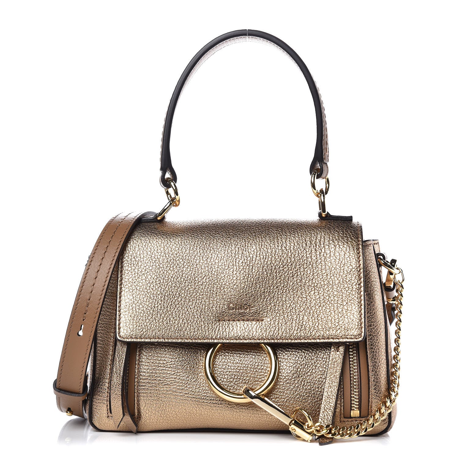 Chloe Metallic Calfskin Mini Faye Day Shoulder Bag Gold 1 of 9
