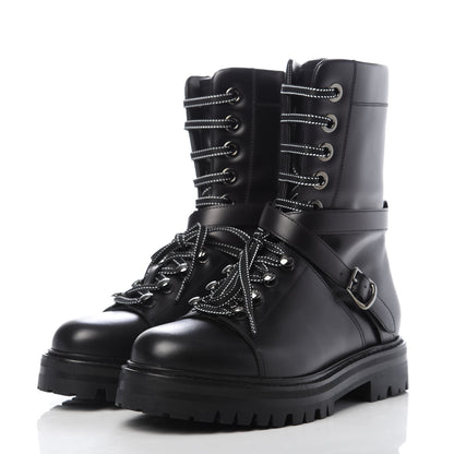 Valentino Garavani Smooth Calfskin Rockstud Buckled 25mm Combat Boots 37 Black 3 of 8