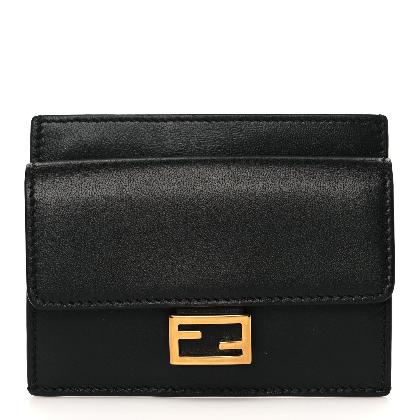 Nappa Matisse FF Embossed Fold Over Card Holder Wallet Black