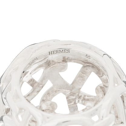 Hermes Sterling Silver GM Chaine d'Ancre Enchainee Dome Ring 55 7.25 5 of 6