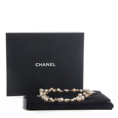 Chanel Crystal Pearl CC Long Necklace Gold 6 of 6