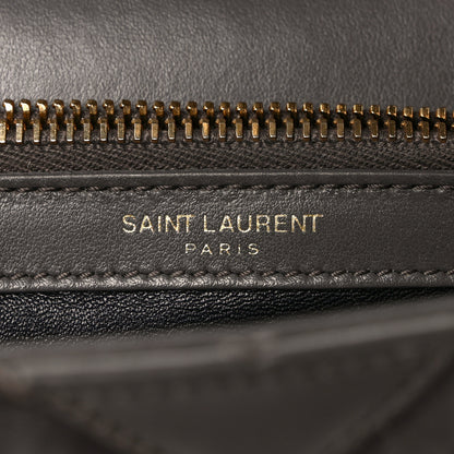 Saint Laurent Calfskin Suede Matelasse Chevron Medium Monogram College Bag Earth 7 of 9