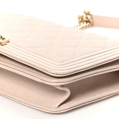 Chanel Caviar Quilted Boy Wallet On Chain WOC Light Beige 11 of 12