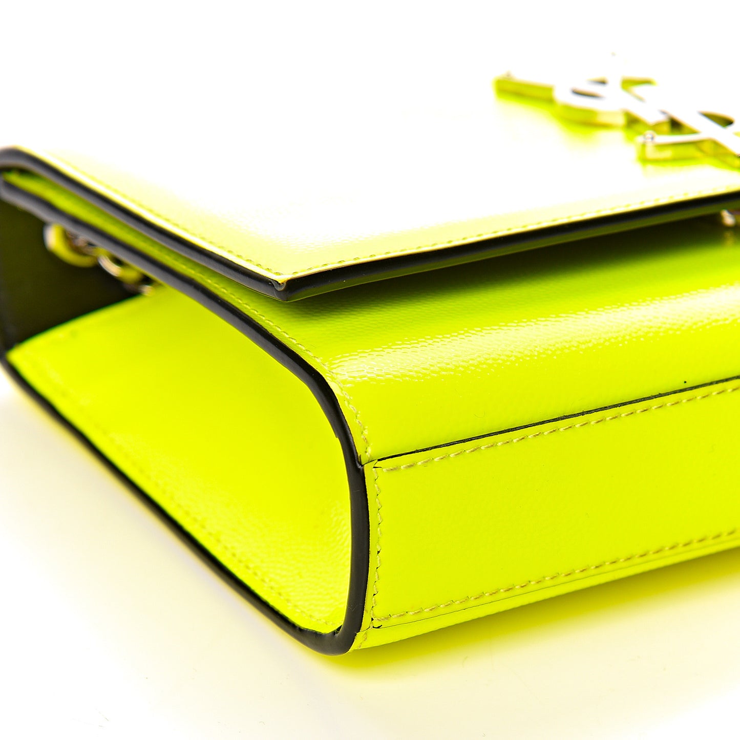 Patent Grain de Poudre Small Monogram Kate Satchel Neon Yellow