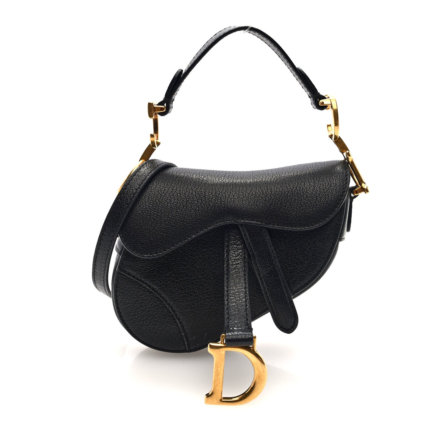 Christian Dior Goatskin Micro Saddle Bag With Strap Black 1 of 10