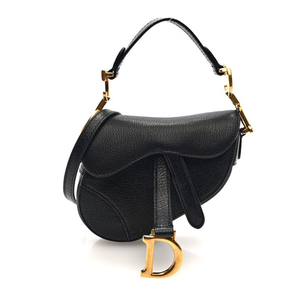 Christian Dior Goatskin Micro Saddle Bag With Strap Black 1 of 10
