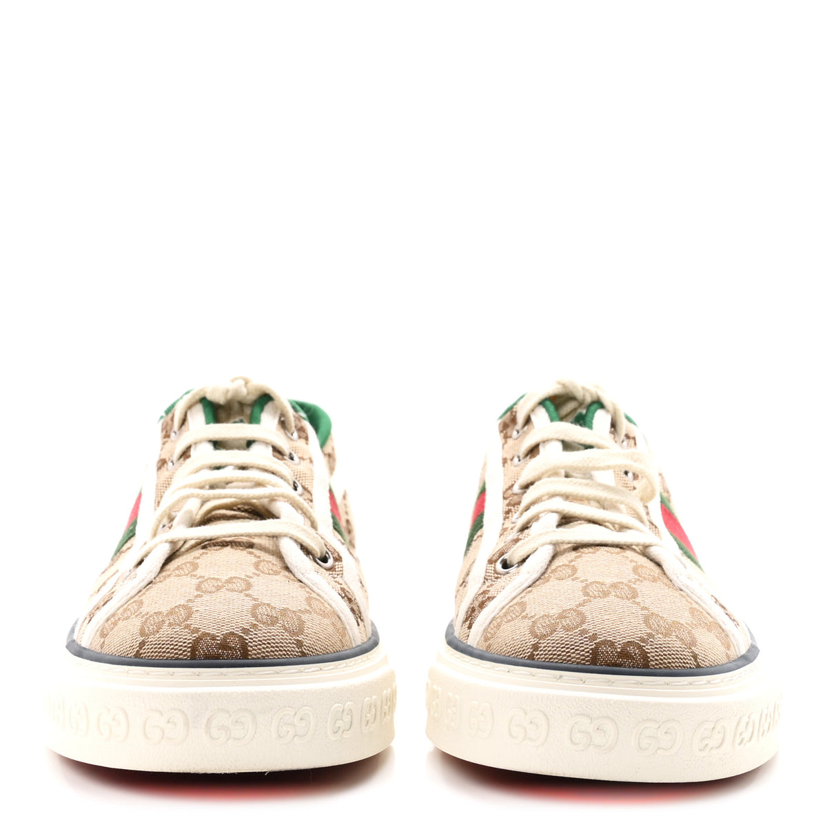 GG Monogram Web Womens 1977 Tennis Sneakers 41 Beige Ebony Mystic White