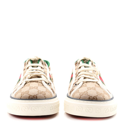 Gucci GG Monogram Web Womens 1977 Tennis Sneakers 41 Beige Ebony Mystic White 3 of 9