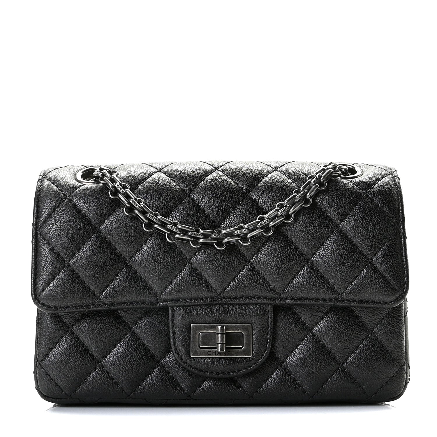 Chanel Metallic Sheepskin Quilted 2.55 Reissue Mini Flap Dark Grey 1 of 12