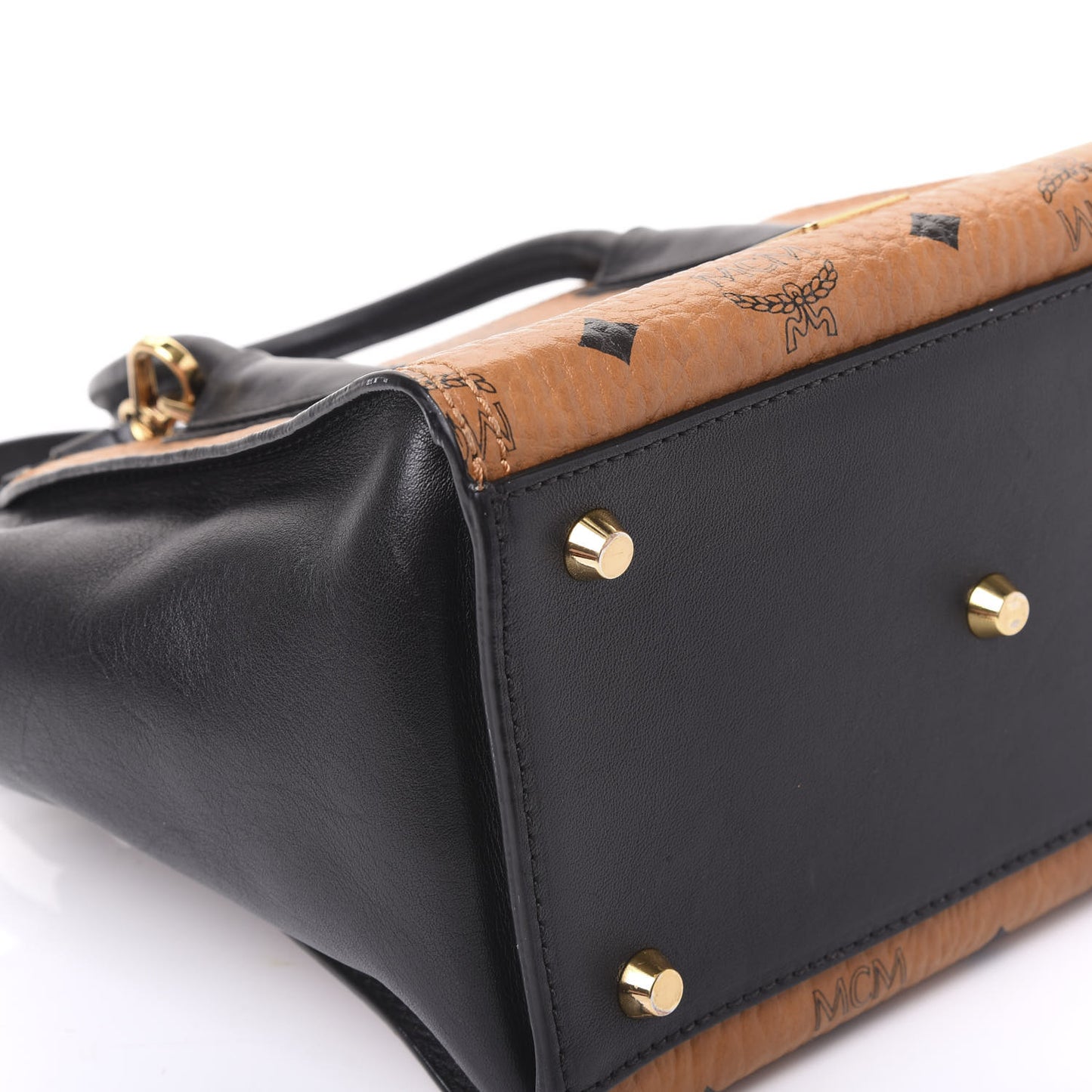 Visetos Small Kathy Double Zip Tote Cognac Black