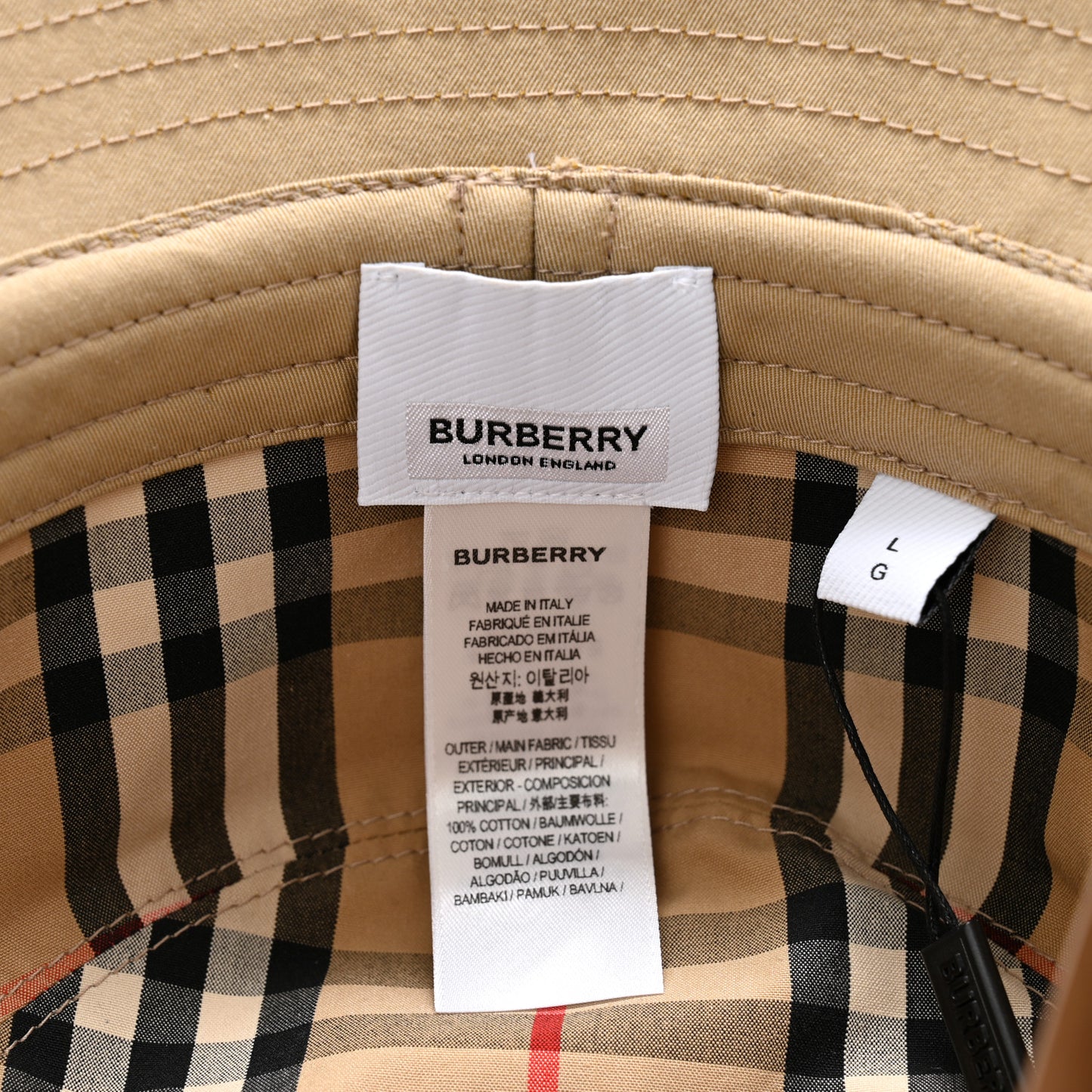Cotton Gabardine Bucket Hat L Honey
