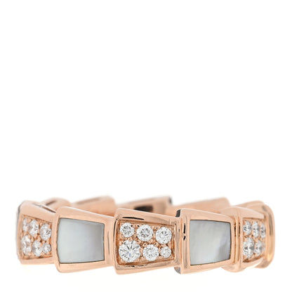 Bulgari 18K Rose Gold Diamond Mother of Pearl 6mm Serpenti Viper Band Ring 54 7 3 of 4
