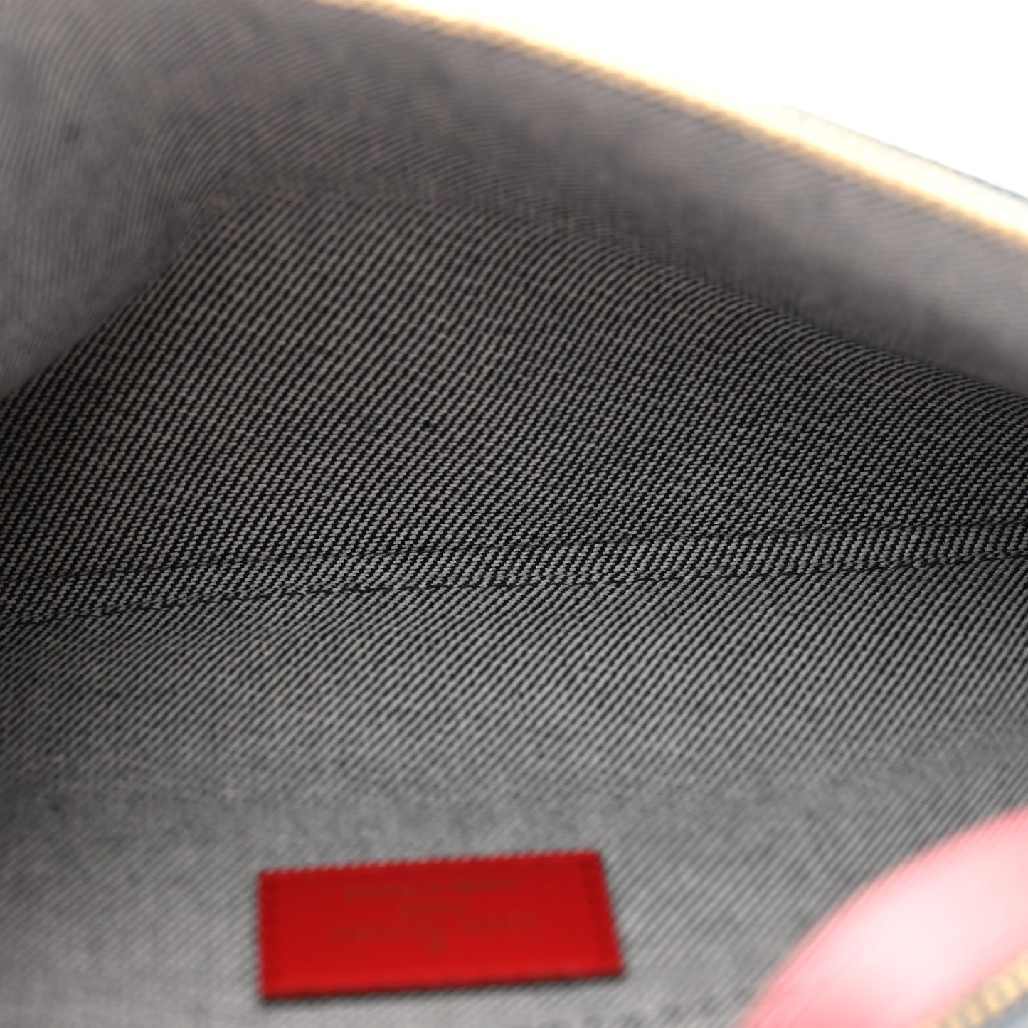 Denim Damier Monogram Patchwork Neverfull MM Pochette Blue Rouge