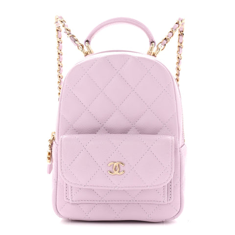 Caviar Quilted CC Mini Classic Backpack Light Purple