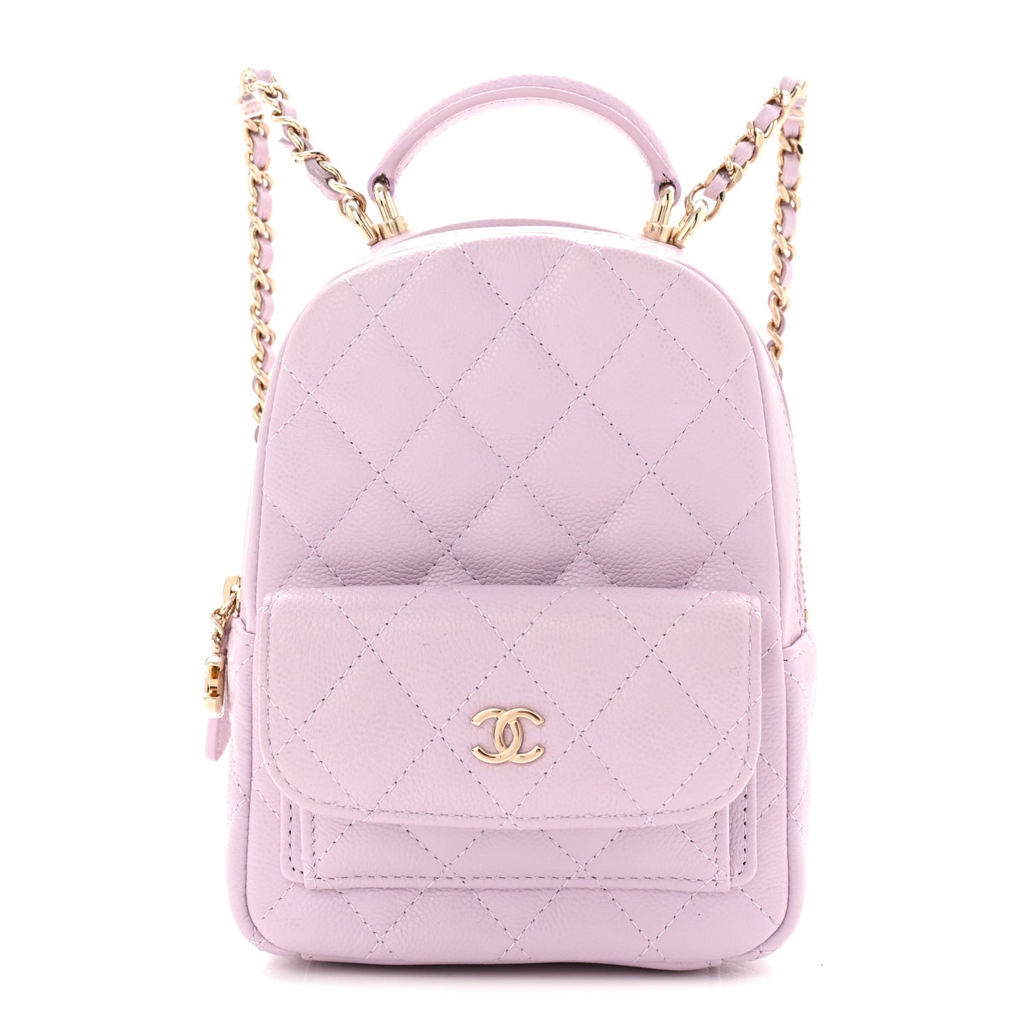 Caviar Quilted CC Mini Classic Backpack Light Purple