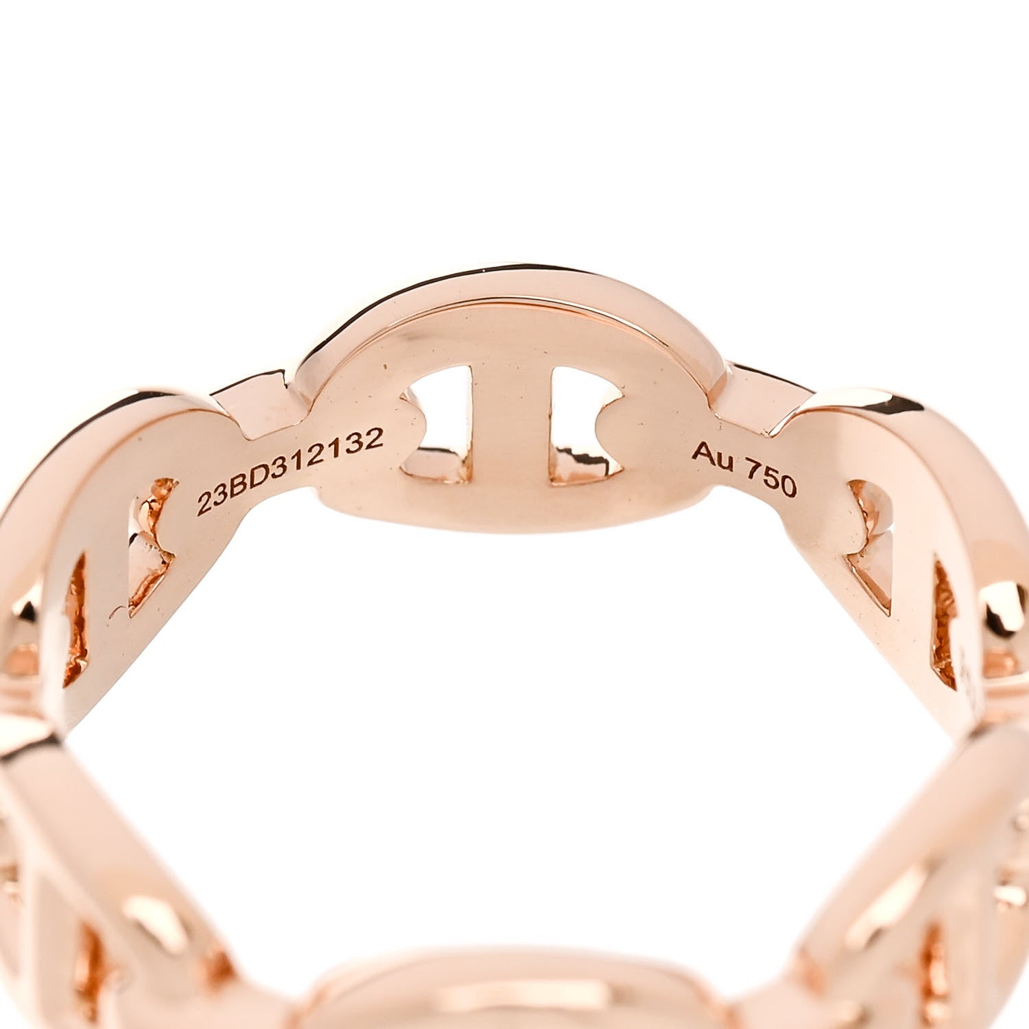 Hermes 18K Rose Gold PM Chaine d'Ancre Enchainee Ring 48 4.5 6 of 7