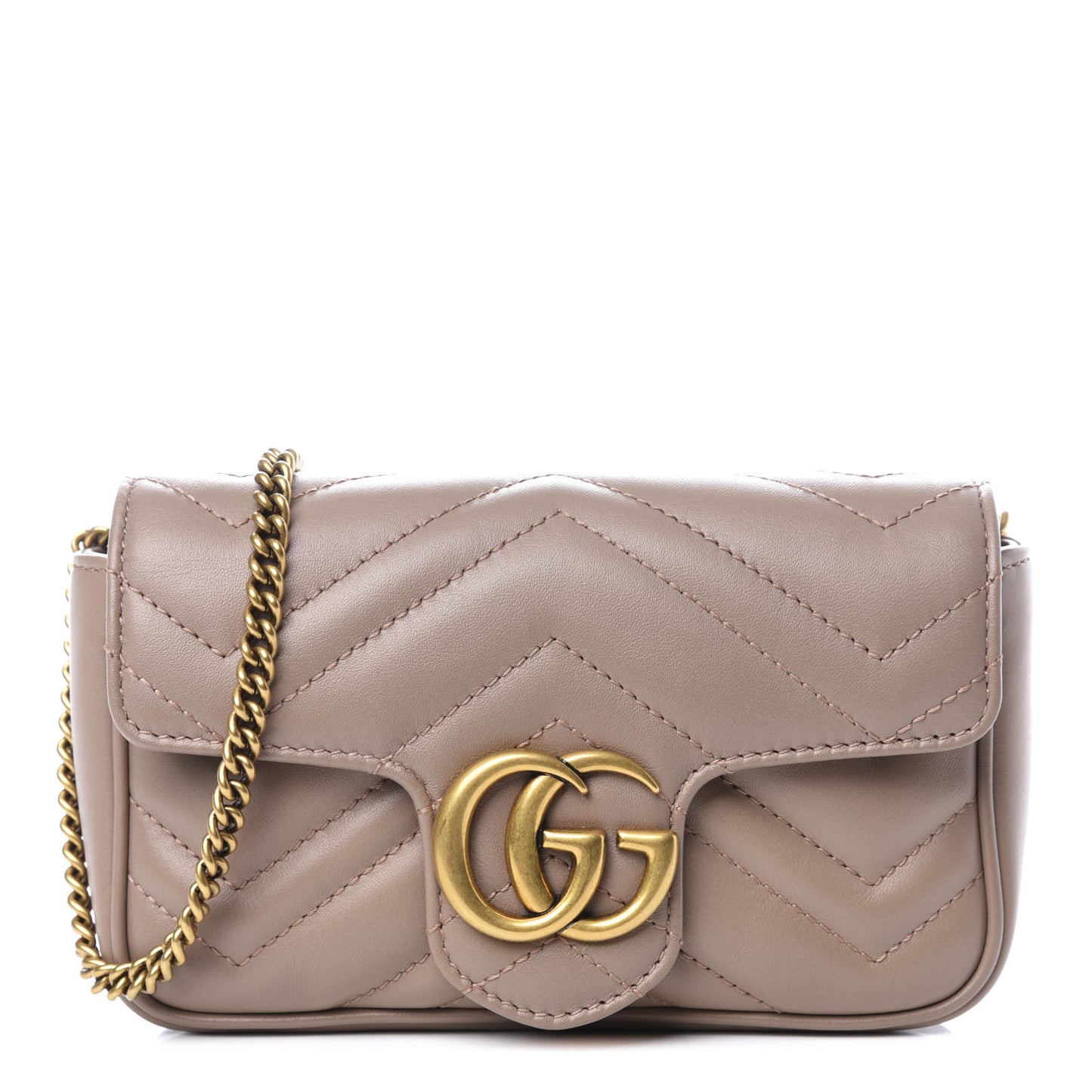 Calfskin Matelasse Super Mini GG Marmont Shoulder Bag Porcelain Rose