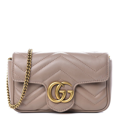 Gucci Calfskin Matelasse Super Mini GG Marmont Shoulder Bag Porcelain Rose 1 of 10
