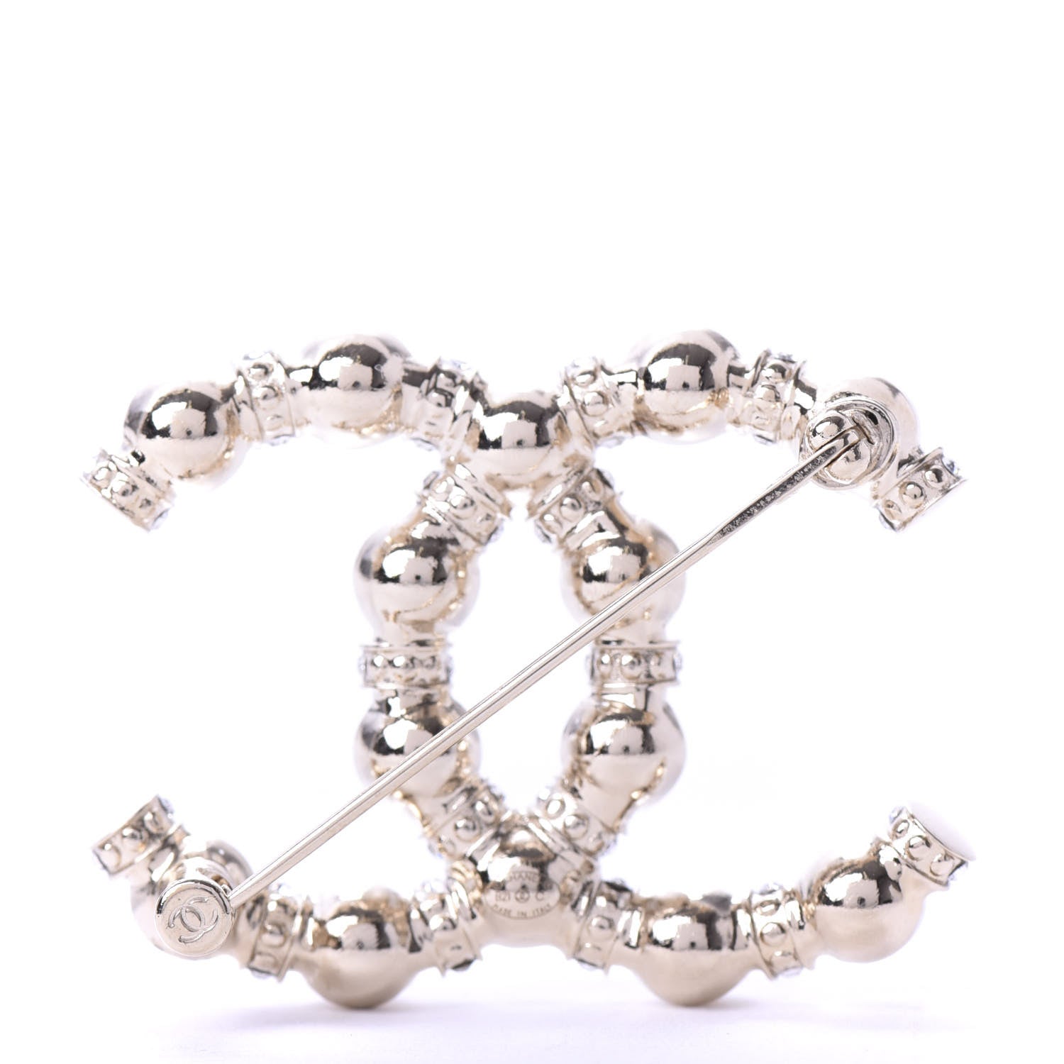 Chanel Pearl Crystal Nefertiti CC Brooch Gold 3 of 5