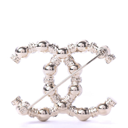 Chanel Pearl Crystal Nefertiti CC Brooch Gold 3 of 4