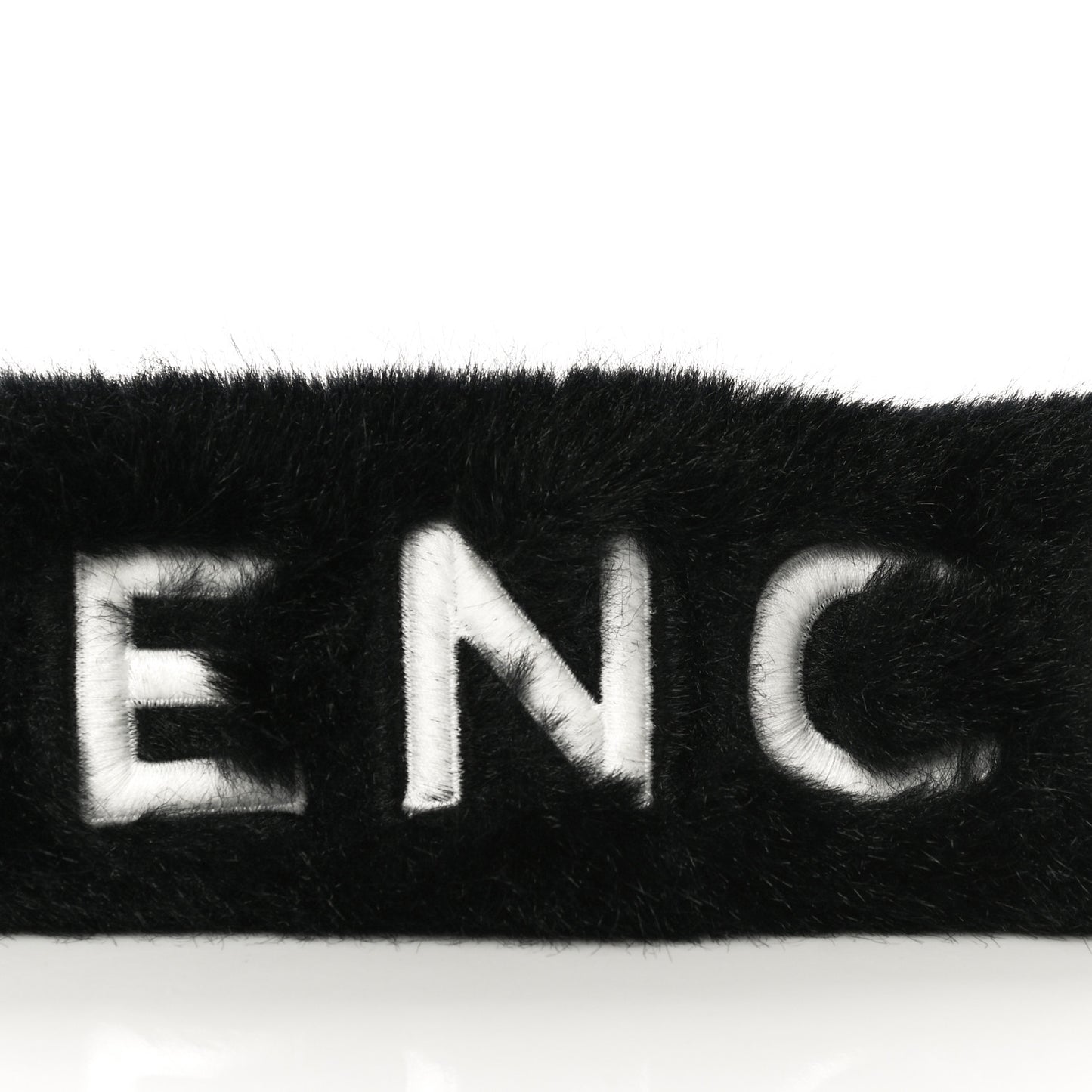 Faux Fur Logo Bag Strap Black
