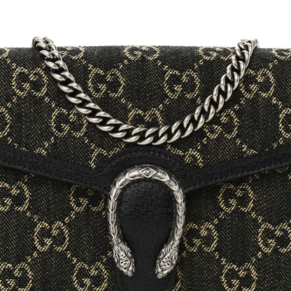 Gucci Jacquard Black Denim GG Monogram Mini Dionysus Chain Wallet Black Ivory 8 of 11