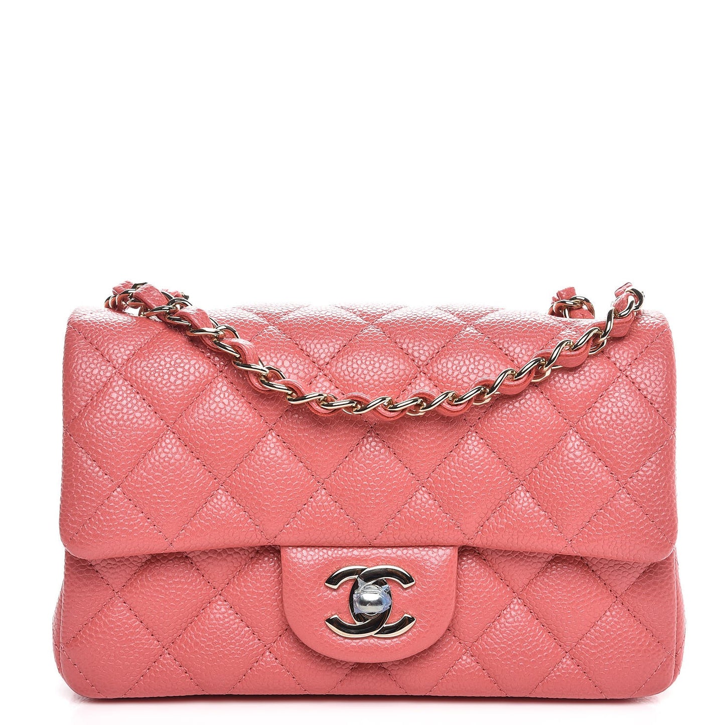 Caviar Quilted Mini Rectangular Flap Pink