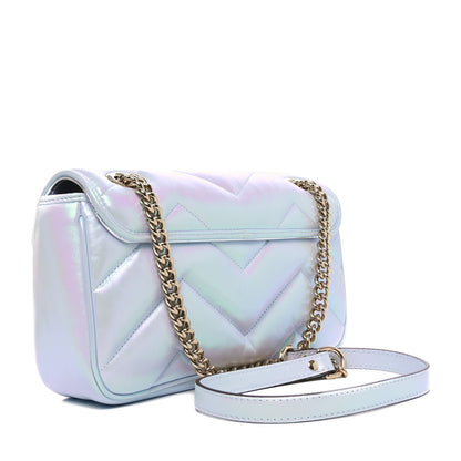 Gucci Iridescent Nappa Chevron Matelasse Small GG Marmont Shoulder Bag Iridescent Snow Light Blue 3 of 10