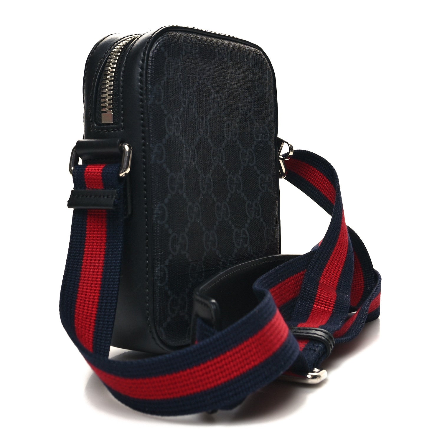 Gucci GG Supreme Monogram Appia Calfskin Web Messenger Bag Black 2 of 11