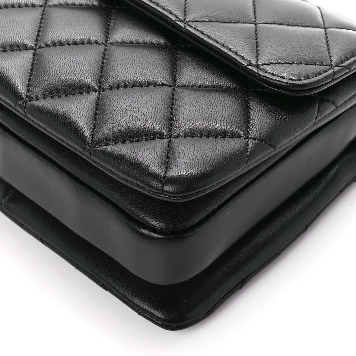 Lambskin Quilted Mini Trendy CC Dual Handle Flap Bag Black