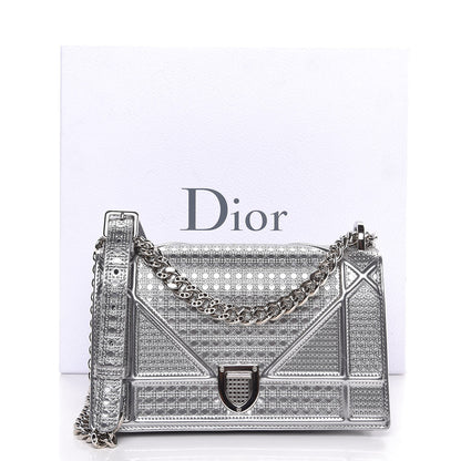 Christian Dior Metallic Patent Micro-Cannage Small Diorama Flap Bag Silver 8 of 8