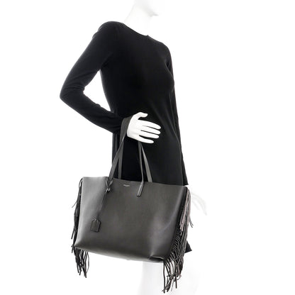 Saint Laurent Calfskin Large Fringe Shopping Tote Dark Grey 2 of 10