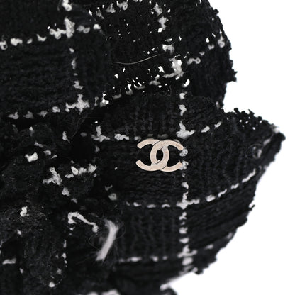 Chanel Tweed Camellia Brooch Black White 4 of 4