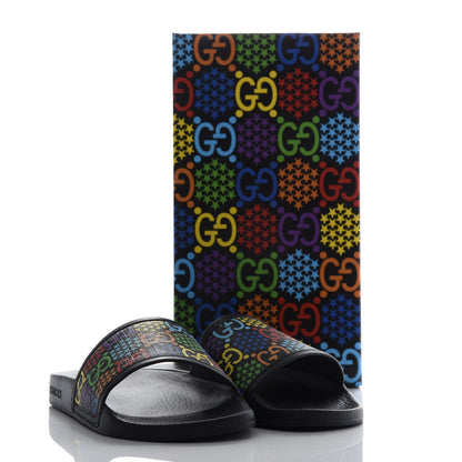 Gucci GG Supreme Monogram Psychedelic Slide Sandals 40 Black Multicolor 11 of 11