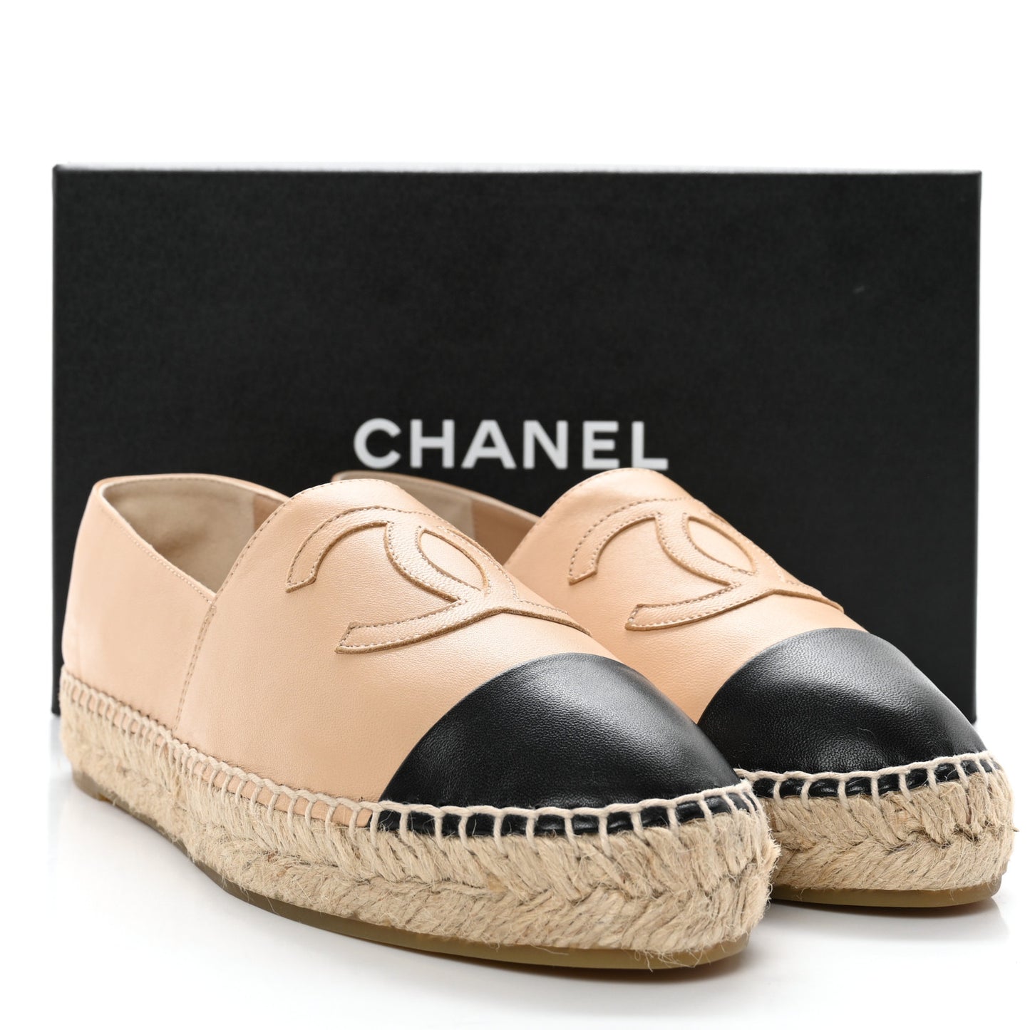 Lambskin CC Espadrilles 39 Beige Black