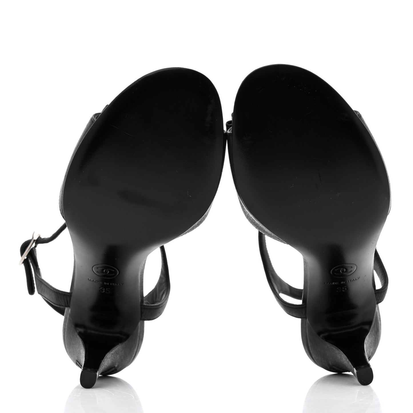 Crepe Grosgrain Crystal Bow Open Toe Sandals 35 Black