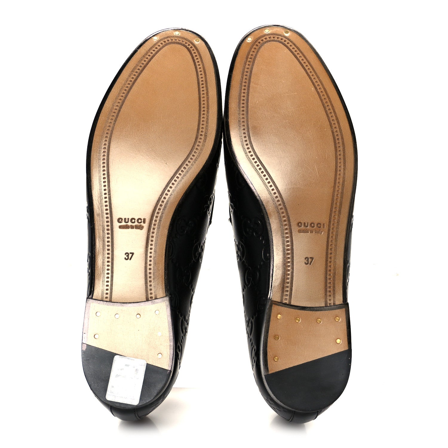Gucci Betis Glamour Calfskin Guccissima Womens Jordaan Loafers 37 Black 6 of 10