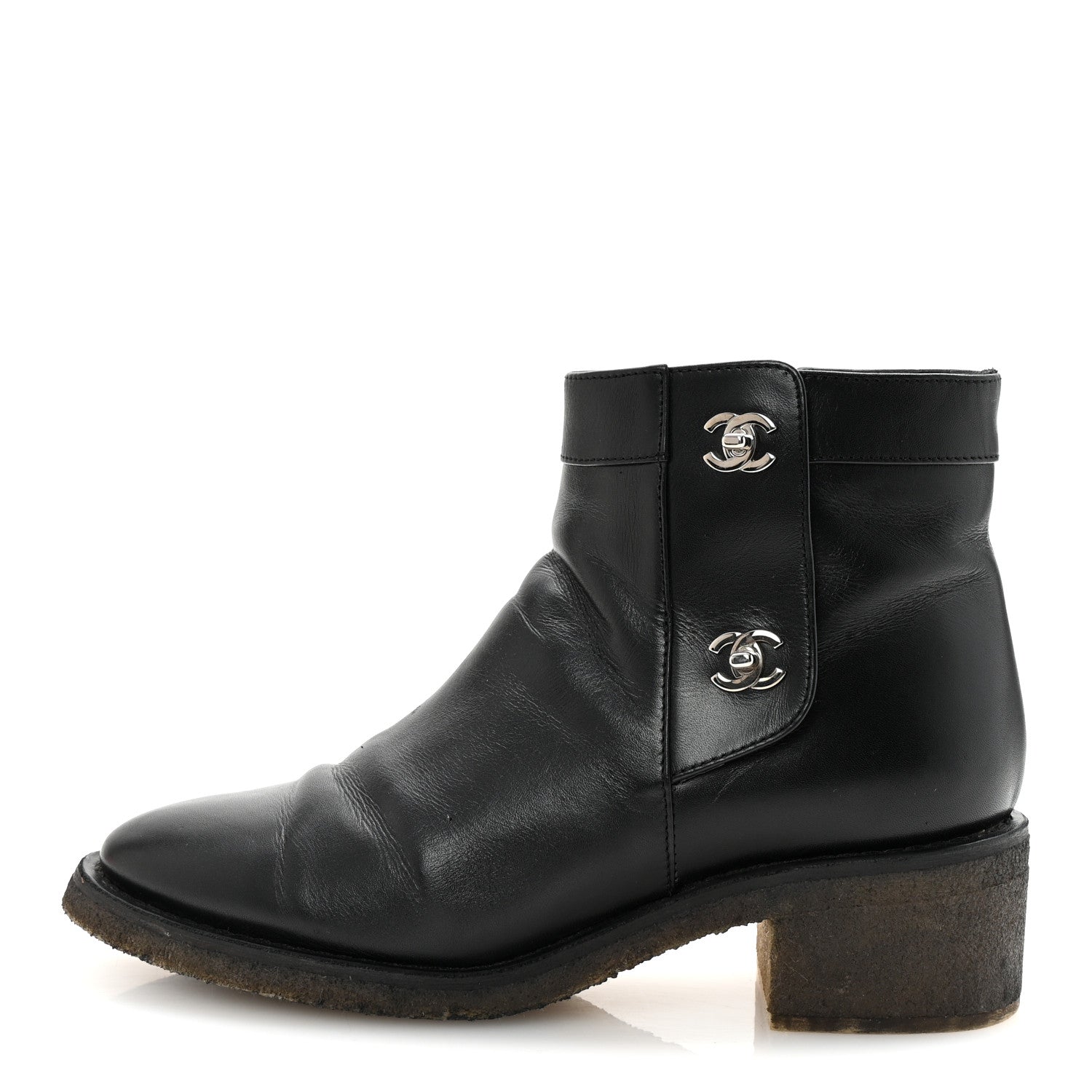 Chanel Calfskin CC Turnlock Ankle Boots 41 Black 1 of 9