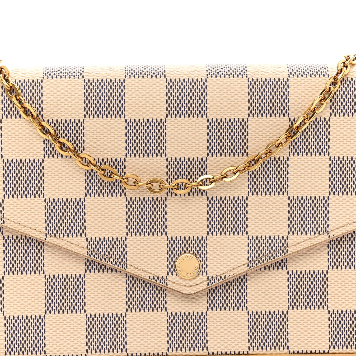 Louis Vuitton Damier Azur Pochette Felicie Chain Wallet Rose Ballerine 8 of 11